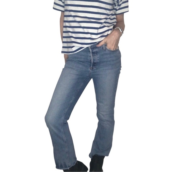 Paige Sz 27 Collette Crop Flare Jeans Light Wash Denim Buttonfly Mid-Rise Blue - Picture 1 of 8